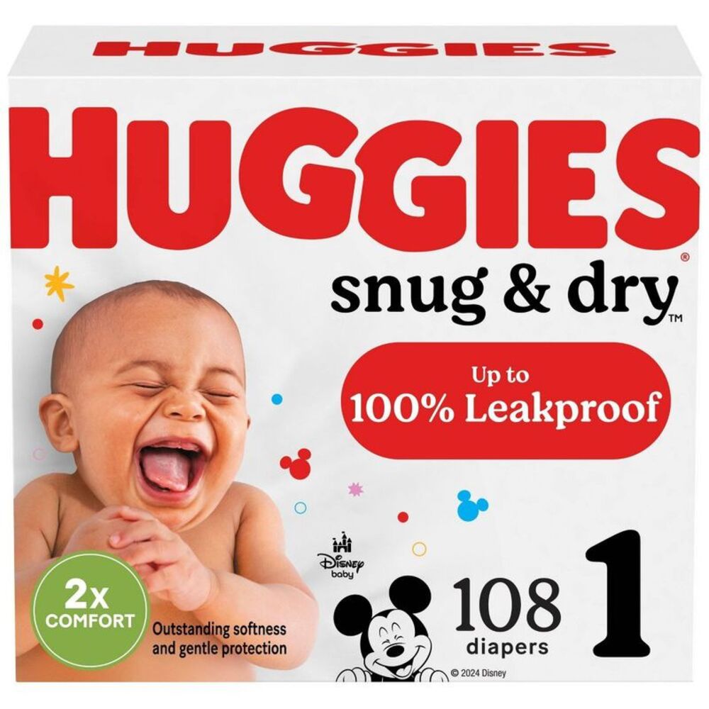 Huggies Snug & Dry Baby Disposable Diapers Super Pack - Size 1 - 108ct
